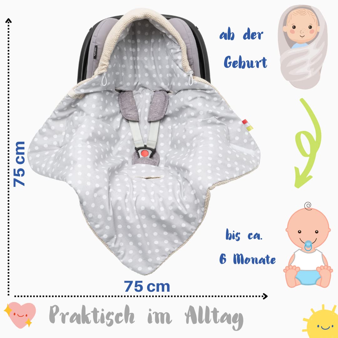 Baby Einschlagdecke Babyschale Winter Strickdecke Kinderwagendecke Fußsack Baby 100% Baumwolle mit Füllung Universal für Kinderwagen Buggys Frühling Maxi Cosi 3 Punkt Gurt Beige Grau(39) (Senfgelb)