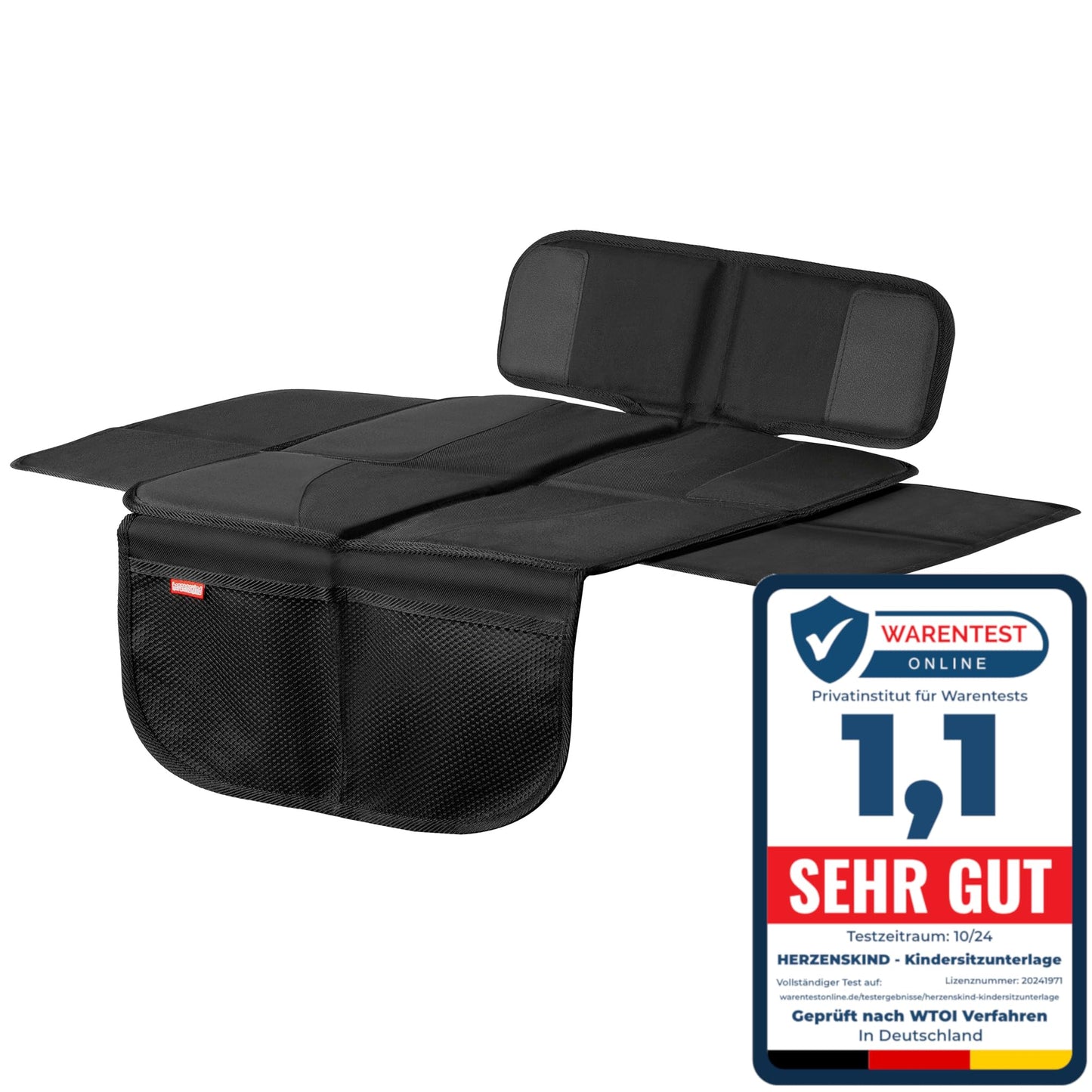 HerzensKind Premium Kindersitzunterlage, der Beste Schutz für Ihre Autositze, universeller Autositzschoner für Textil- und Ledersitze, ISOfix geeigneter Sitzschoner für alle Kindersitze (S (2-Pack))