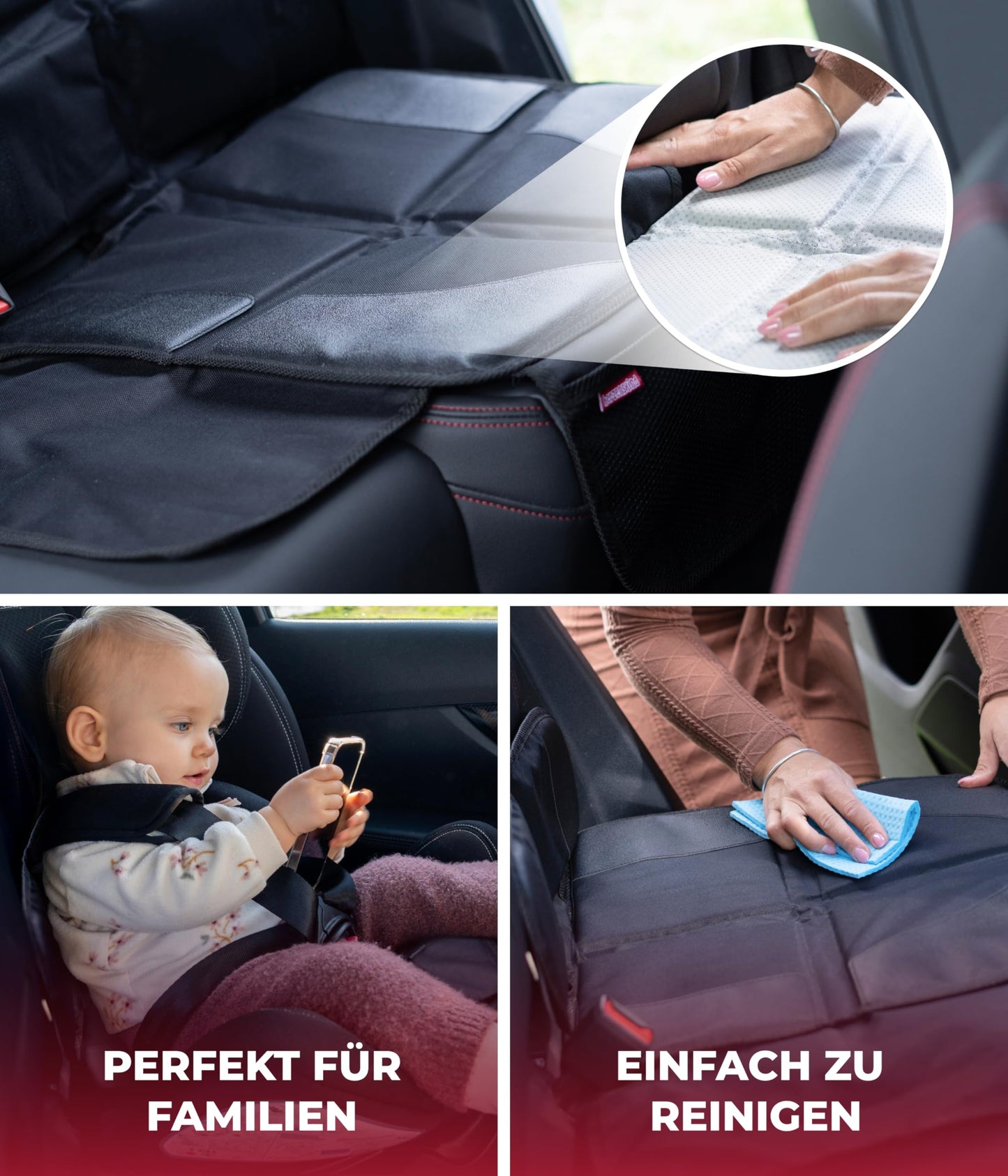 HerzensKind Premium Kindersitzunterlage, der Beste Schutz für Ihre Autositze, universeller Autositzschoner für Textil- und Ledersitze, ISOfix geeigneter Sitzschoner für alle Kindersitze (S (2-Pack))