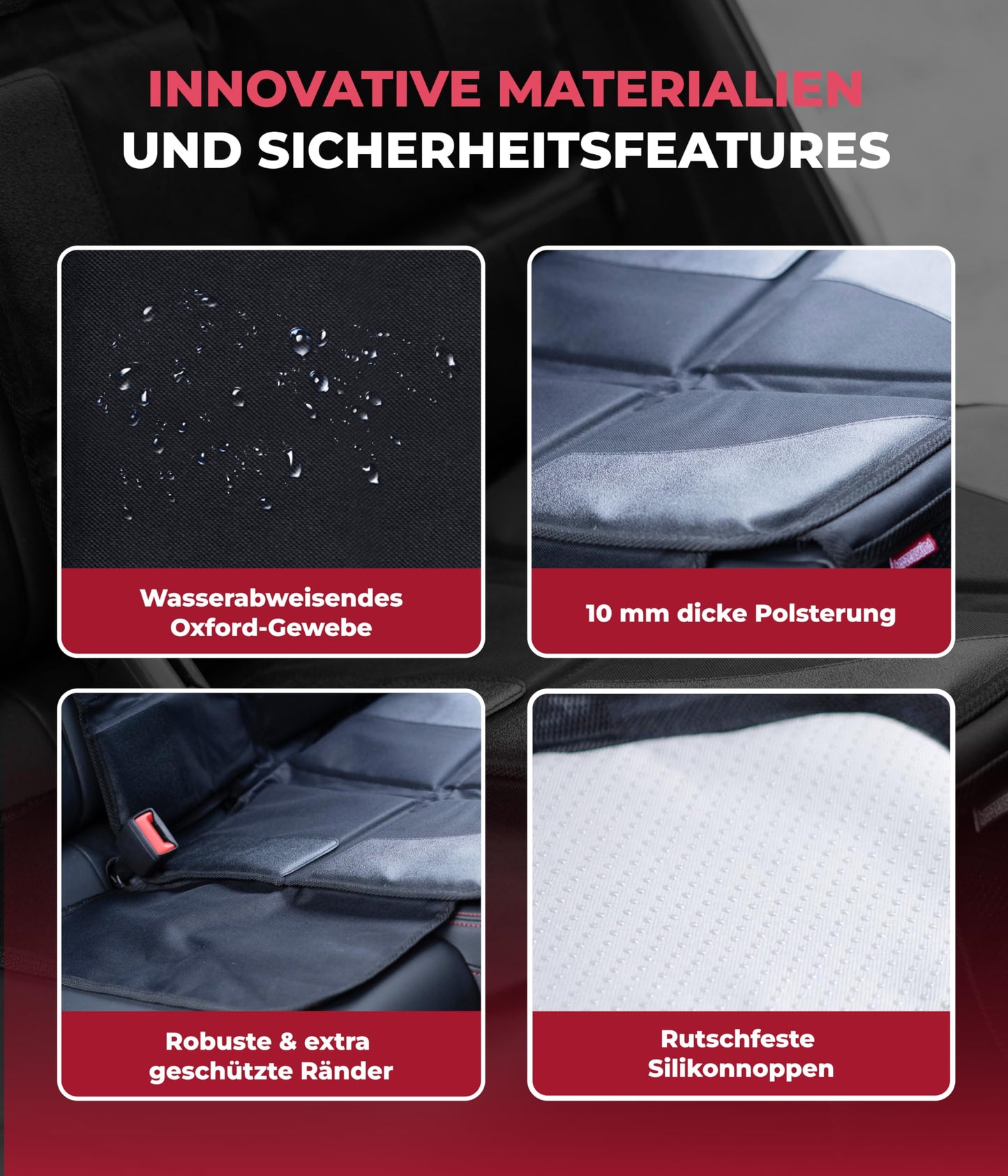 HerzensKind® Kindersitzunterlage Auto – Rutschfester & wasserabweisender Sitzschoner Auto Kindersitz mit ISOFIX – Universell passend für Leder- & Stoffsitze