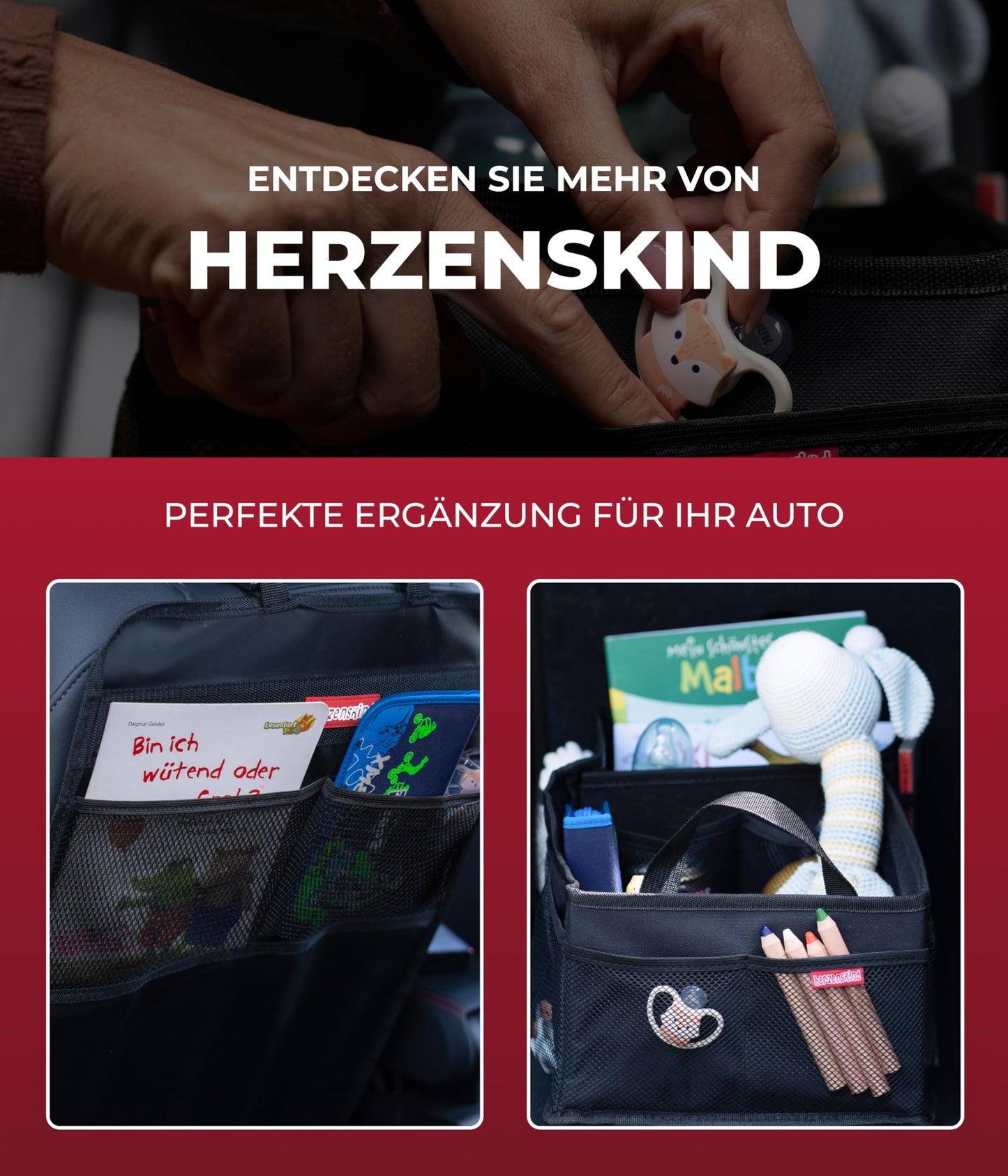 HerzensKind Premium Kindersitzunterlage, der Beste Schutz für Ihre Autositze, universeller Autositzschoner für Textil- und Ledersitze, ISOfix geeigneter Sitzschoner für alle Kindersitze (S (2-Pack))