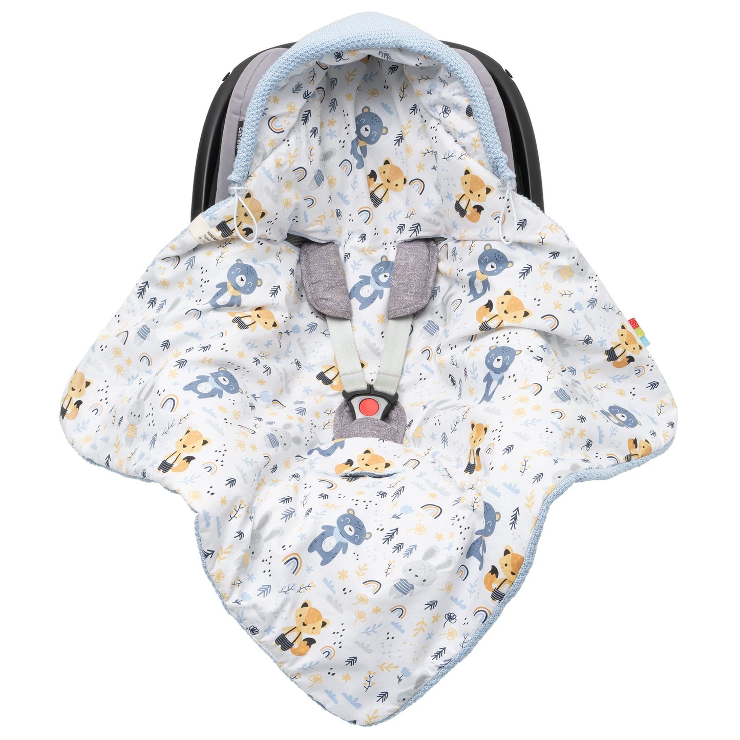 Baby Einschlagdecke Babyschale Winter Strickdecke Kinderwagendecke Fußsack Baby 100% Baumwolle mit Füllung Universal für Kinderwagen Buggys Frühling Maxi Cosi 3 Punkt Gurt Beige Grau(39) (Senfgelb)