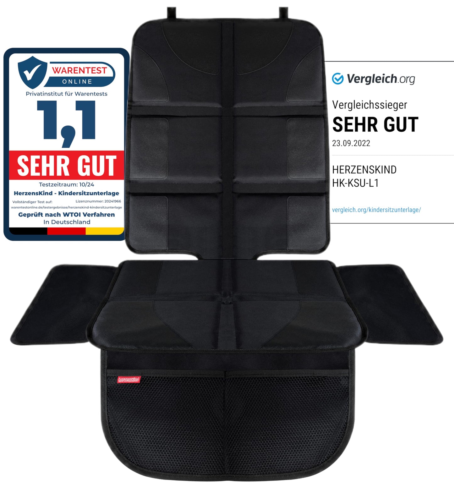 HerzensKind® Kindersitzunterlage Auto – Rutschfester & wasserabweisender Sitzschoner Auto Kindersitz mit ISOFIX – Universell passend für Leder- & Stoffsitze