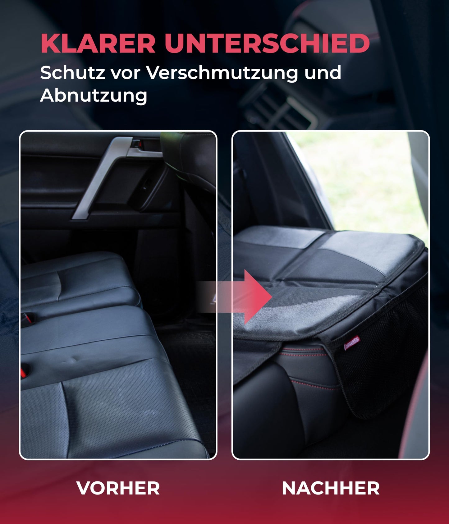 HerzensKind Premium Kindersitzunterlage, der Beste Schutz für Ihre Autositze, universeller Autositzschoner für Textil- und Ledersitze, ISOfix geeigneter Sitzschoner für alle Kindersitze (S (2-Pack))