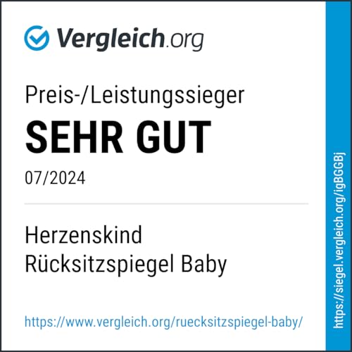 HerzensKind XXL Autospiegel für Babys im Rücksitz. 25% größer für perfekte Übersicht. Rücksitzspiegel mit mattem Finish ohne Einzelteile