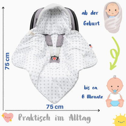 Baby Einschlagdecke Babyschale Winter Strickdecke Kinderwagendecke Fußsack Baby 100% Baumwolle mit Füllung Universal für Kinderwagen Buggys Frühling Maxi Cosi 3 Punkt Gurt Beige Grau(39) (Senfgelb)