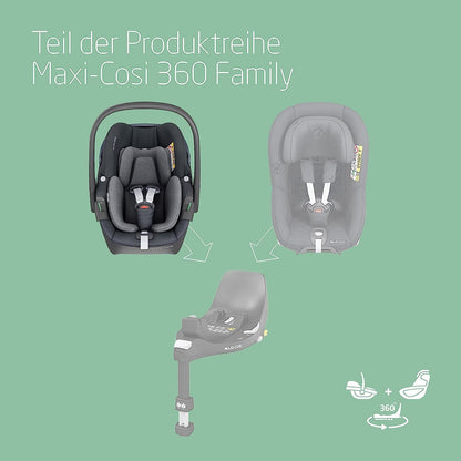 Maxi-Cosi FamilyFix 360 i-Size Base, Rotating Car Seat System, ISOFIX Station 360 Degrees, 0-4 Years (40-105 cm), FlexiSpin Rotation with One Hand, TravelSafe Rotation Control, Click & Go Black