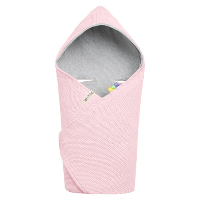 Mikos® Swaddling Blanket Baby Seat Autumn Winter GOTS Certified 100% Organic Cotton Knitted Blanket Cotton Blanket for Car Seat for Pushchairs e.g. Maxi Cosi 3 Point Belt (Grey)