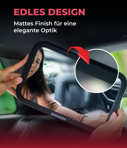 HerzensKind XXL Autospiegel für Babys im Rücksitz. 25% größer für perfekte Übersicht. Rücksitzspiegel mit mattem Finish ohne Einzelteile