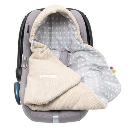 Baby Einschlagdecke Babyschale Winter Strickdecke Kinderwagendecke Fußsack Baby 100% Baumwolle mit Füllung Universal für Kinderwagen Buggys Frühling Maxi Cosi 3 Punkt Gurt Beige Grau(39) (Senfgelb)