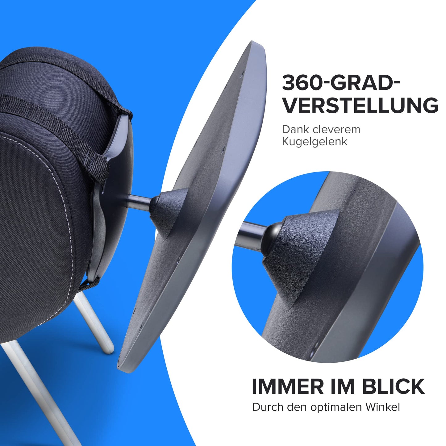HerzensKind XXL Autospiegel für Babys im Rücksitz. 25% größer für perfekte Übersicht. Rücksitzspiegel mit mattem Finish ohne Einzelteile