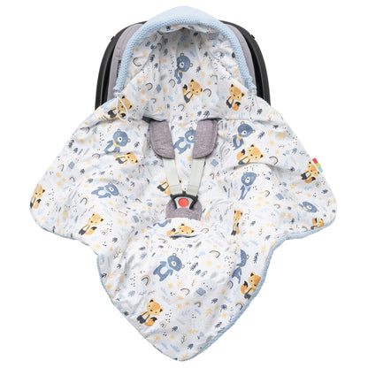 Baby Einschlagdecke Babyschale Winter Strickdecke Kinderwagendecke Fußsack Baby 100% Baumwolle mit Füllung Universal für Kinderwagen Buggys Frühling Maxi Cosi 3 Punkt Gurt Beige Grau(39) (Senfgelb)