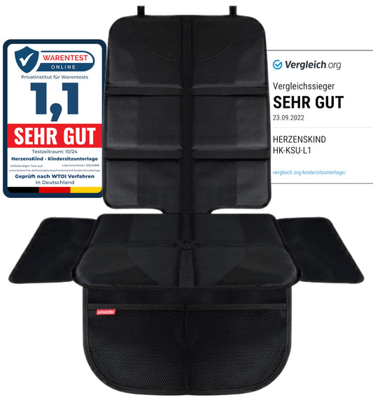 HerzensKind® Kindersitzunterlage Auto – Rutschfester & wasserabweisender Sitzschoner Auto Kindersitz mit ISOFIX – Universell passend für Leder- & Stoffsitze
